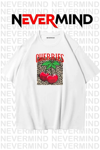 Unisex Cherries Baskılı Oversize Tshirt - Resim 9