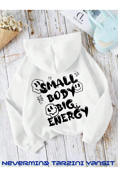 Unisex Small Body Baskılı Oversize Baskılı Kapşonlu Sweatshirt 3 Iplik ürün görseli 1