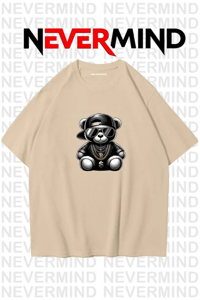 Erkek Oversize Siyah Tişört – Hip Hop Ayı Baskılı, Sokak Modası Stil ürün görseli 1