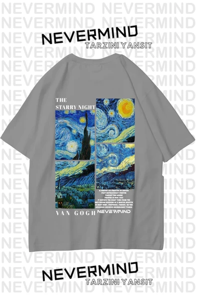 Nevermind Unisex Van Gogh Baskılı Oversize Tshirt ürün görseli 1