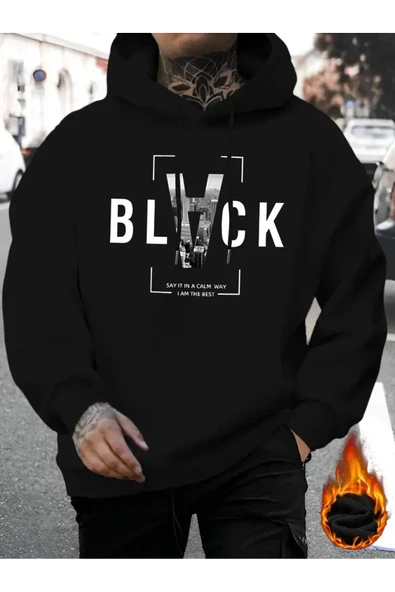 Nevermind Unisex Black Baskılı Oversize Baskılı Kapşonlu Sweatshirt 3 Iplik ürün görseli 1
