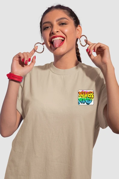 Unisex Renkli Graffiti Baskılı Oversize Beyaz T-shirt ürün görseli 1