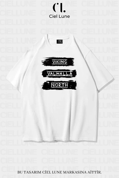 Unisex Kadın Erkek Vıkıng Valhala North Baskılı Özel Tasarım Oversize T-shirt ürün görseli 1