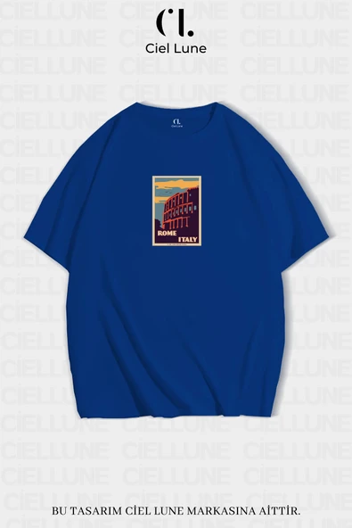 Unisex Kadın Erkek Rome İtaly  Baskılı Özel Tasarım Oversize T-shirt ürün görseli 1