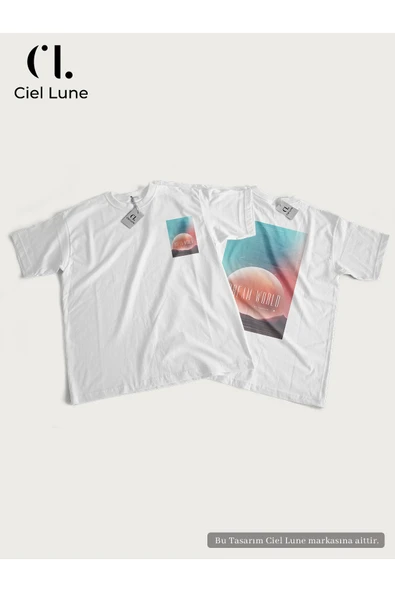 Unisex Kadın Erkek Dream World Baskılı Özel Tasarım Oversize T-shirt ürün görseli 1