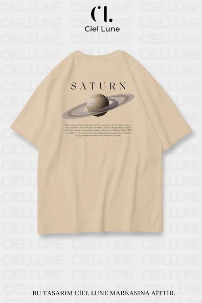 Nevermind Unisex Kadın Erkek Saturn Baskılı Özel Tasarım Oversize T-shirt ürün görseli 1