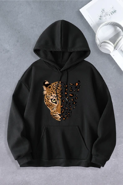 Unisex Kadın Erkek Leopar Oversize Sweatshirt ürün görseli 1