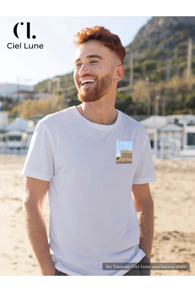 Unisex Kadın Erkek Athens Acropolis  Baskılı Özel Tasarım Oversize T-shirt ürün görseli 1