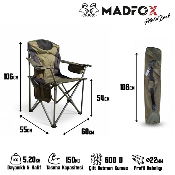 Madfox AlphaBack R108 Katlanır Kamp Sandalyesi - Resim 7