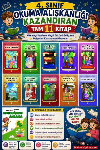 4. Sınıf Okuma Alışkanlığı Kazandıran Okumayı Sevdiren Tam 11 Kitap -7 ürün görseli 1