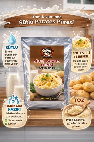 Patates Püresi Sütlü 2000 gr Mashed Potatoes - Resim 2