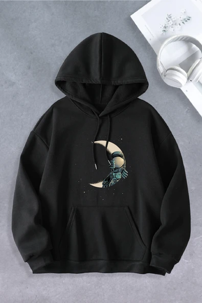 Nevermind Unisex Kadın Erkek Ay Astronot Modeli Oversize Sweatshirt ürün görseli 1