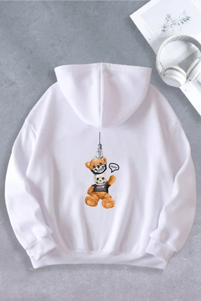 Unisex Kadın Erkek Ayı Maskeli Oversize Sweatshirt 2 İPLİK ürün görseli 1