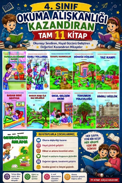4. Sınıf Okuma Alışkanlığı Kazandıran Okumayı Sevdiren Tam 11 Kitap -5 ürün görseli 1