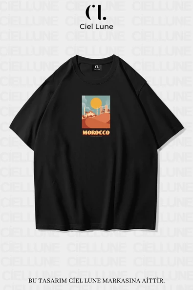 Nevermind Unisex Kadın Erkek Morocco Baskılı Özel Tasarım Oversize T-shirt ürün görseli 1