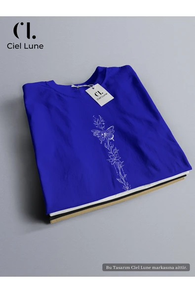 Nevermind Unisex Butterfly Flower Özel Tasarım - Oversize T-Shirt ürün görseli 1