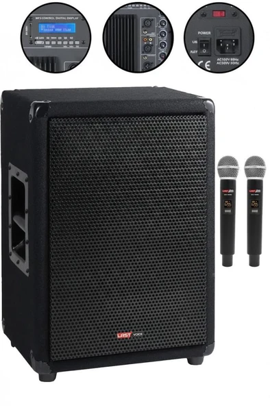 Lastvoice LPS-15MA Mikrofonlu Portatif Ahşap Kabin Hoparlör 15 İnç 1000W ürün görseli 1