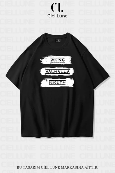 Unisex Kadın Erkek Vıkıng Valhala North Baskılı Özel Tasarım Oversize T-shirt ürün görseli 1