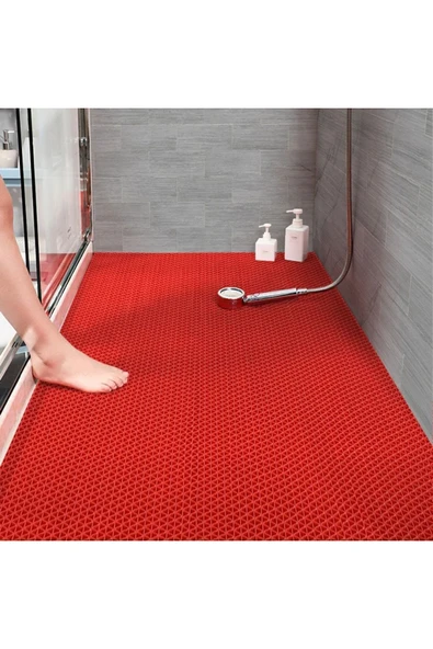 Banyo Duş Havuz- Z Mat Petek Kaydırmaz Pvc Paspas KIRMIZI / Eni : 90cm. ürün görseli 1