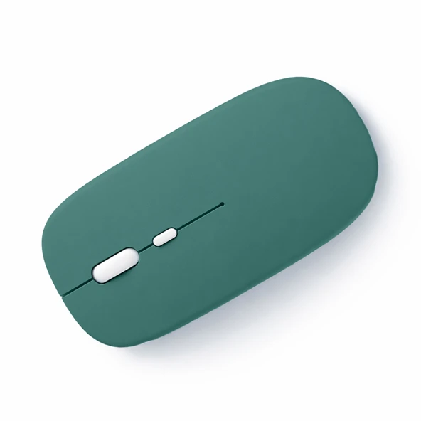 Sessiz Kablosuz Mouse Bluetooth USB Dongle Destekli Şarjlı Ofis ve Ev Kullanımı İçin İdeal  Haki ürün görseli 1
