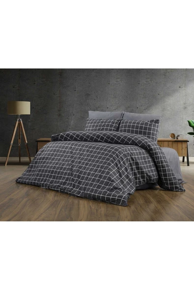 Çİft Kişilik Nevresim Takımı Yorgan Kılıfı %70Pamuklu Geometrik Desen+Lastikli Çarşaf+2 YastıkKılıfı ürün görseli 1