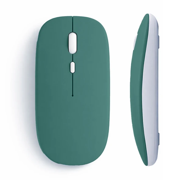 Tablet ve Telefon İçin Bluetooth Mouse iOS Android Uyumlu Şarjlı Batarya USB Dongle ve Kablo Dahil  Haki ürün görseli 1