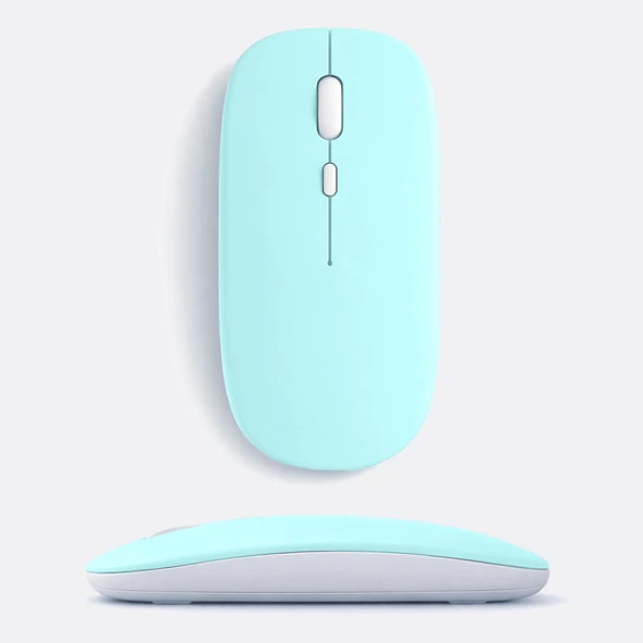 MacBook iPad Uyumlu Bluetooth Şarjlı Mouse USB Dongle Şarj Kablosu Dahil Sessiz İnce ve Taşınabilir  Turkuaz ürün görseli 1