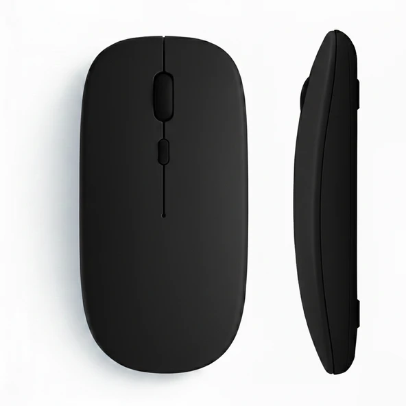 Tablet ve Telefon İçin Bluetooth Mouse iOS Android Uyumlu Şarjlı Batarya USB Dongle ve Kablo Dahil  Siyah ürün görseli 1