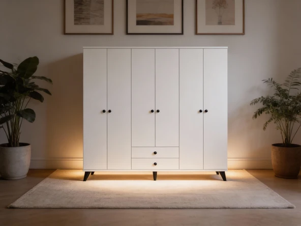 Dienni Simple Gardırop 6 Raflı 2 Çekmeceli 2 Askılı 180x44x208 BEYAZ ürün görseli 1