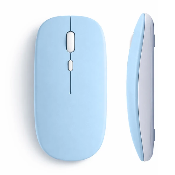 Tablet ve Telefon İçin Bluetooth Mouse iOS Android Uyumlu Şarjlı Batarya USB Dongle ve Kablo Dahil  Mavi ürün görseli 1