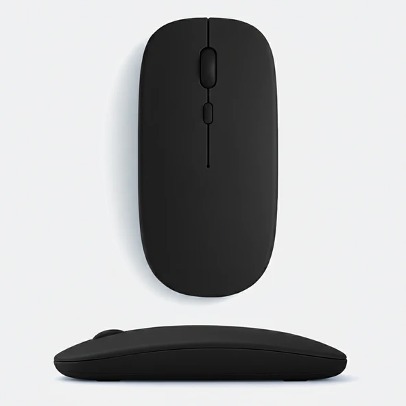MacBook iPad Uyumlu Bluetooth Şarjlı Mouse USB Dongle Şarj Kablosu Dahil Sessiz İnce ve Taşınabilir  Siyah ürün görseli 1