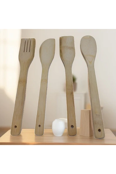 Ahşap Servis Seti 4 Parça Ahşap Yemek Pişirme Seti ürün görseli 1