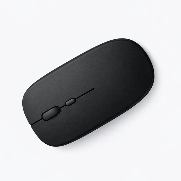 Sessiz Kablosuz Mouse Bluetooth USB Dongle Destekli Şarjlı Ofis ve Ev Kullanımı İçin İdeal  Siyah ürün görseli 1