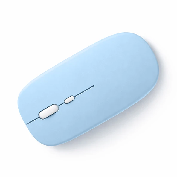 Sessiz Kablosuz Mouse Bluetooth USB Dongle Destekli Şarjlı Ofis ve Ev Kullanımı İçin İdeal  Mavi ürün görseli 1