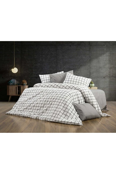 Çİft Kişilik Nevresim Takımı Yorgan Kılıfı %70Pamuklu Geometrik Desen+Lastikli Çarşaf+2 YastıkKılıfı ürün görseli 1