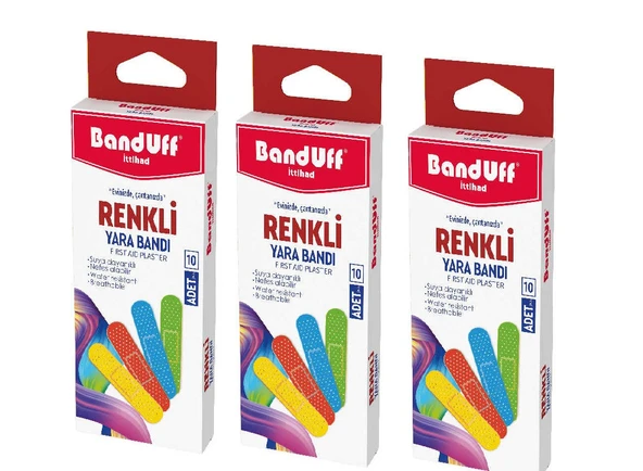 BANDUFF YARA BANDI  RENKLİ  10LU X 3 PAKET ürün görseli 1