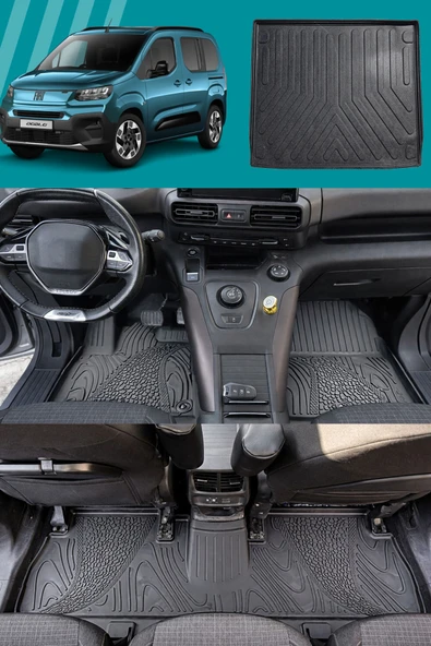Rizline Fiat Doblo 2023 ve Sonrası 3D Havuzlu Premıum Paspas ve Bagaj Havuzu Separatörlü ürün görseli 1
