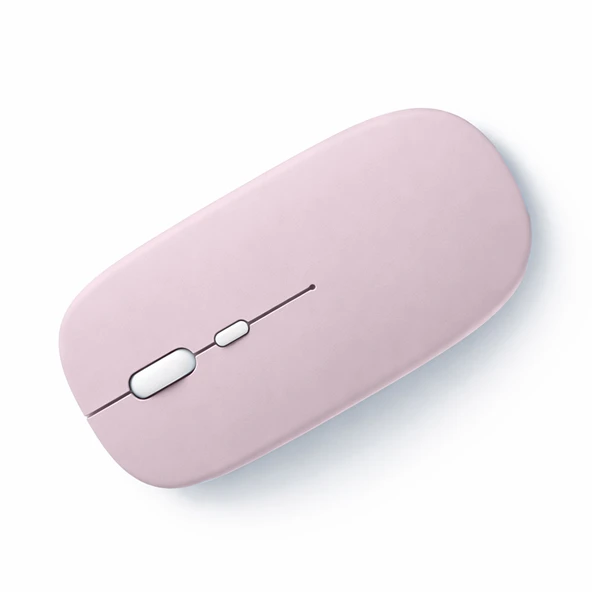 Sessiz Kablosuz Mouse Bluetooth USB Dongle Destekli Şarjlı Ofis ve Ev Kullanımı İçin İdeal  Pembe ürün görseli 1