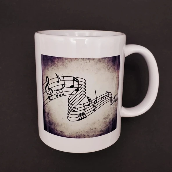 Müzik Notaları Tasarımlı Kupa Bardak ürün görseli 1