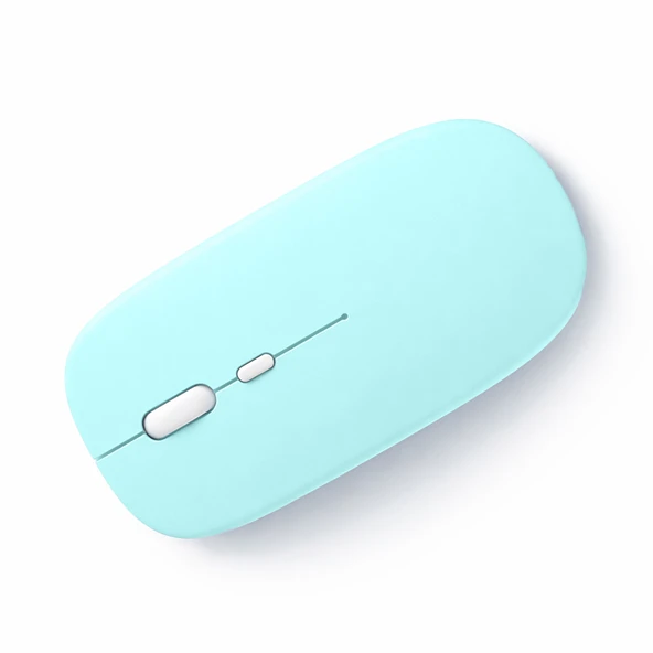 Sessiz Kablosuz Mouse Bluetooth USB Dongle Destekli Şarjlı Ofis ve Ev Kullanımı İçin İdeal  Turkuaz ürün görseli 1