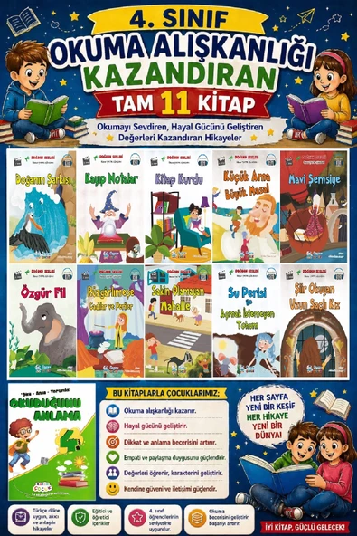4. Sınıf Okuma Alışkanlığı Kazandıran Okumayı Sevdiren Tam 11 Kitap - 12 ürün görseli 1