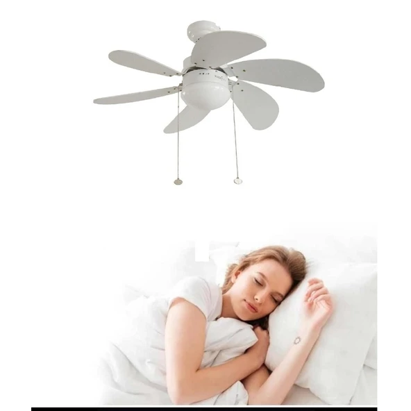 60 Watt, 6 Kanatlı, 30 İnç, Kumandasız Tavan Vantilatörü,  E27 Duylu Avize Tipi Tavan Vantilatörü ürün görseli 1