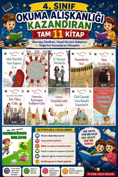 4. Sınıf Okuma Alışkanlığı Kazandıran Okumayı Sevdiren Tam 11 Kitap - 14 ürün görseli 1