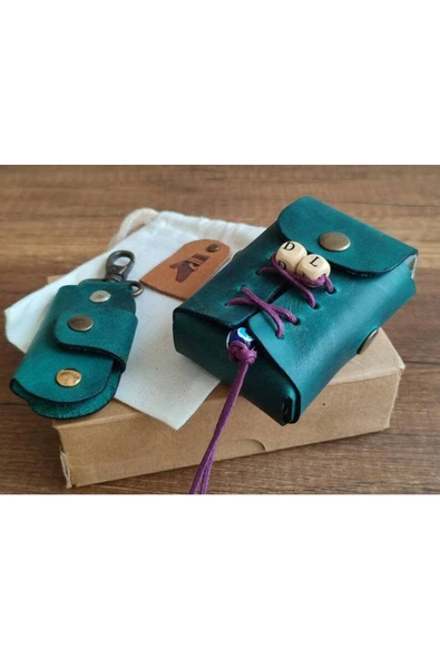 sumerianwallet Kişiye Özel Crazy Deri Yeşil Sigara Kılıfı (anahtarlık Hediye ürün görseli 1