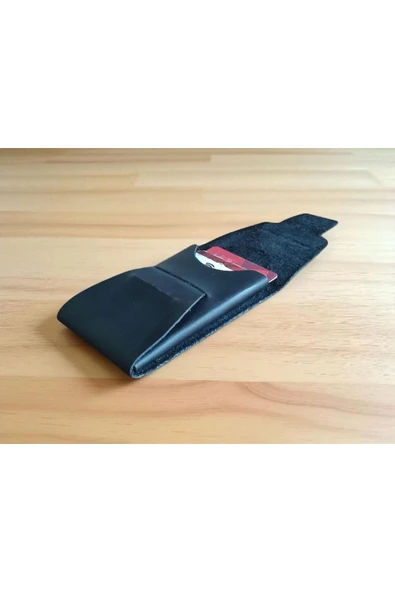 sumerianwallet Minimalist Dikey Ön Cep Cüzdan Crazy Deri Siyah (ANAHTARLIK HEDİYE) ürün görseli 1