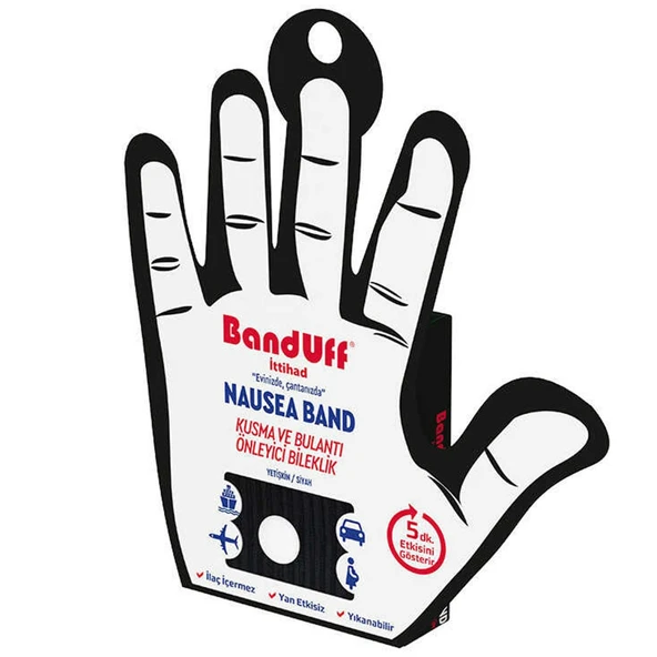 BANDUFF KUSMA VE BULANTI ÖNLEMEYE YARDIMCI BİLEKLİK 2Lİ PAKET İÇİ SİYAH ürün görseli 1