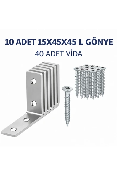 DESIPHON 10 Adet 15x45x45mm Metal L Köşe Bağlantı Gönyesi | Mobilya Dolap Sabitleme Bağlantı Aparatı ürün görseli 1