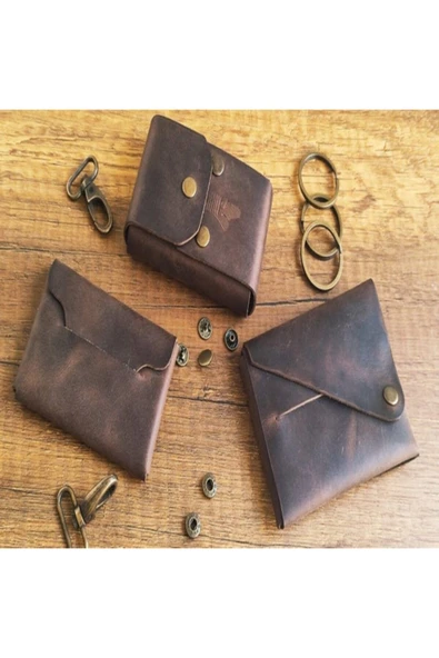 sumerianwallet Minimalist Kahverengi Crazy Deri Cüzdan ,deri Sigara Kılıfı Ve Kartlık (3 Adet Anahtarlık Hediye) ürün görseli 1