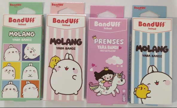 BANDUFF YARA BANDI PRENSES-- MOLANG PİNK--MOLANG BLUE--MOLANG GREEN 10LU X 4 PAKET KARMA ÇEŞİT ürün görseli 1
