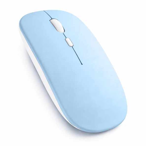 Type-C Şarjlı Bluetooth Mouse MacBook iPad Laptop Uyumlu İnce Gövde Dongle ve Kablo Dahil  Mavi ürün görseli 1